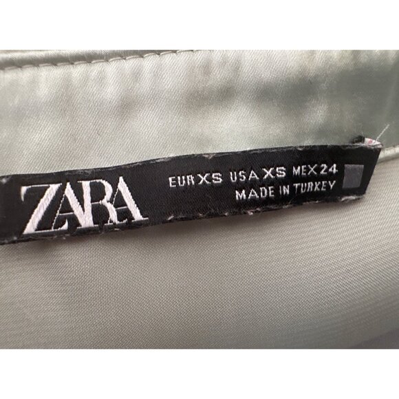 2/$30 ZARA Blouse XS Sage Green Long Sleeve Button-Up Polyester - Picture 4 of 15